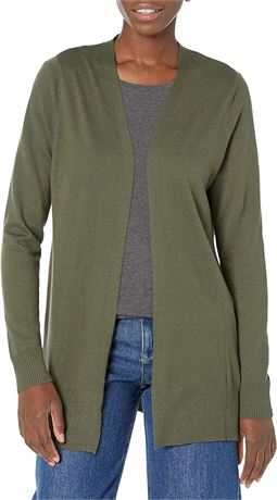 XL -  Essentials Women's Lightweight Open-Front Cardigan Sweater, Olive