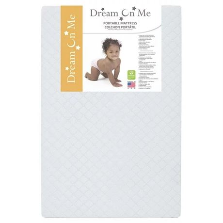 37 X" 23 X 3” Dream On Me Holly Fiber Portable/Mini Crib Mattress I Waterproof
