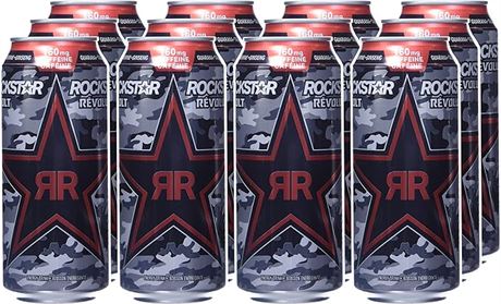 Rockstar Energy Drink Revolt Black Cherry, 473 mL Cans, 12 Pack