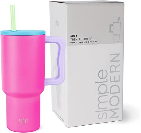 Simple Modern 30 oz Trek Tumbler with Handle and Straw, 80s Mix