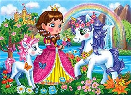 Puzzles for Kids Ages 4-8 Year Old - Princess & Unicorns,100 Piece Jigsaw Puzzle