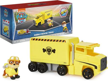 PAW Patrol, Big Truck Pup’s Rubble Transforming Toy Trucks with Collectible
