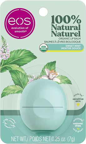 eos 100% Natural & Organic Lip Balm Sphere- Sweet Mint, All-Day Moisture