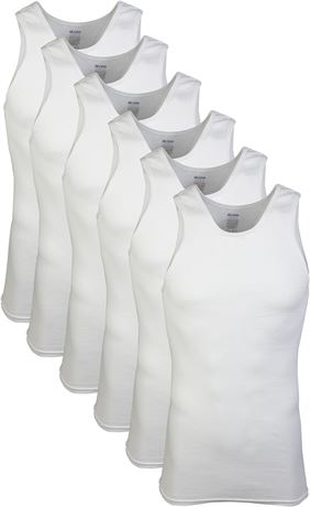 XL - Gildan Men's A-shirt Tanks, Multipack, Style G1104, White (6 Pack)