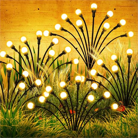 Solar Garden Lights,4Pack 32LEDs 8Modes Solar Firefly Lights Outdoor Decorations