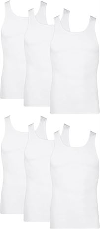 LRG - Hanes Mens ComfortSoft 6 Pack Tagless A-Shirts Undershirts, White