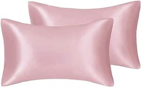 King(20"x36"), Blush Luxury Silky Satin Pillowcases 2 Pack for Hair and Skin