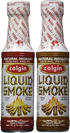 2 4oz Colgin Gourmet Liquid Smoke - Natural Mesquite and Natural Hickory Flavors