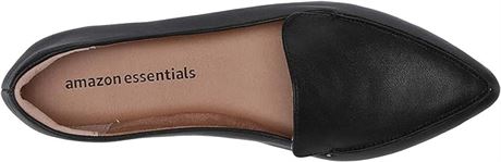 US 8.5  Essentials Women's Loafer Flat, Black Faux Leather