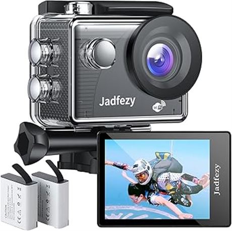 Jadfezy WiFi Action Camera Ultra HD 1080P, 12MP Sports Camera Wide-Angle 2" LCD