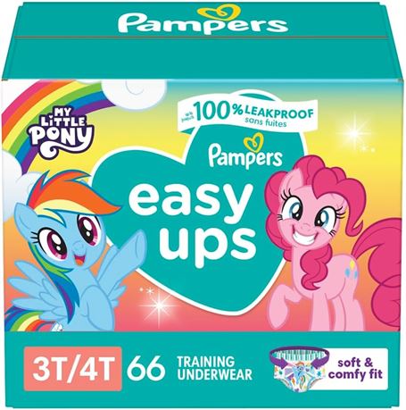 3T-4T Pampers Easy Ups Training Pants Girls and Boys, 66 Count, Super Pack