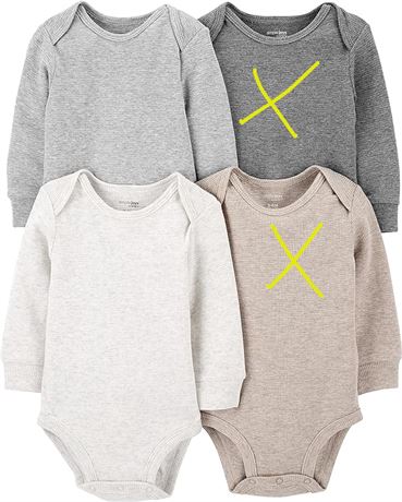 3-6M Simple Joys by Carter's Boys' 4-Pack Soft Thermal Long Sleeve Bodysuits