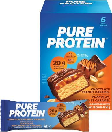 Pure Protein Bars - Chocolate Peanut Caramel (Pack of 6)