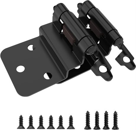 10 Pack Chibery 3/8 inch Inset Matte Black Cabinet Hinges, Semi-Concealed Hinges