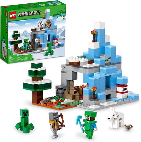 LEGO Minecraft The Frozen Peaks 21243, Cave Mountain Set with Steve, Creeper