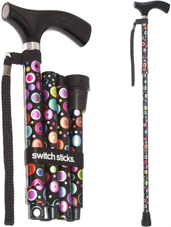 Switch Sticks Walking Cane for Men or Women, Foldable and Adjustable from 32-37