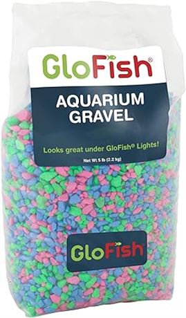 GloFish Aquarium Gravel, Pink/Green/Blue Fluorescent, 5-Pound Bag