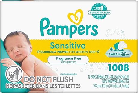 1008 Count, Pampers Baby Wipes Sensitive Perfume Free