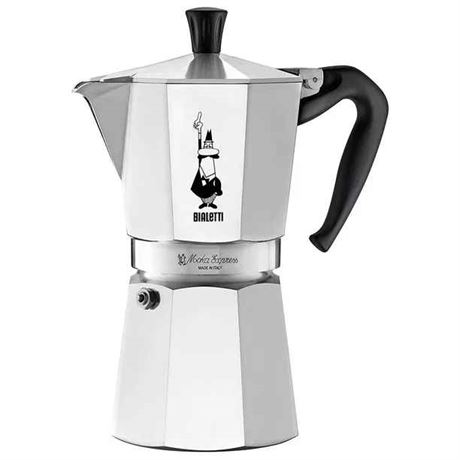Bialetti Aluminum 9 Cup Stovetop Steamer Espresso Coffee Maker Brewer, Silver
