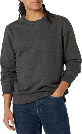 XXL -  Essentials Mens Long-Sleeve Crewneck Fleece Sweatshirt, Charcoal Heather