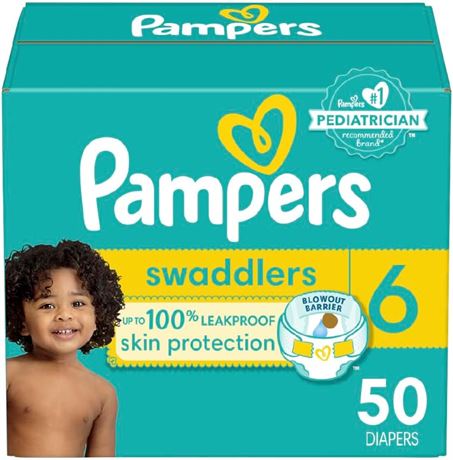 Size 6 Pampers Swaddlers Active Baby Diapers, 50 Count