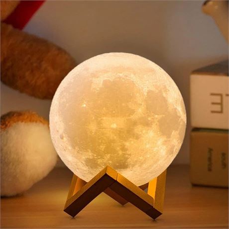CPLA Moon Lamp 2024 Upgrade with Timing 3D Moon Night Light 16 Colors Wooden