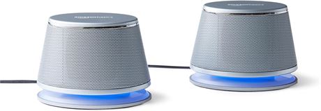 Amazon Basics USB-Powered PC Computer Speakers with Dynamic Sound | Silver