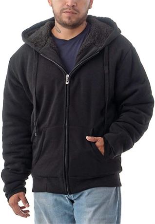MED - Jvini Men's Ultra Soft Sherpa Lined Hoodie - Full Zip Fleece Lining Heavy