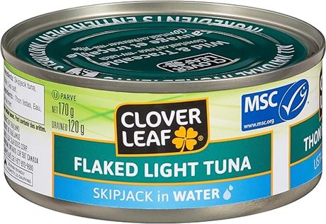 Clover Leaf Flaked Light Skipjack Tuna In Water - 170g, 24 Count