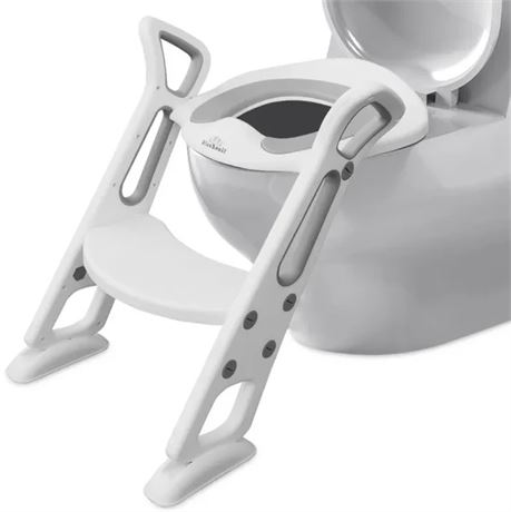 Potty Training Toilet Seat with Step Stool Ladder for Kids and Toddler, White