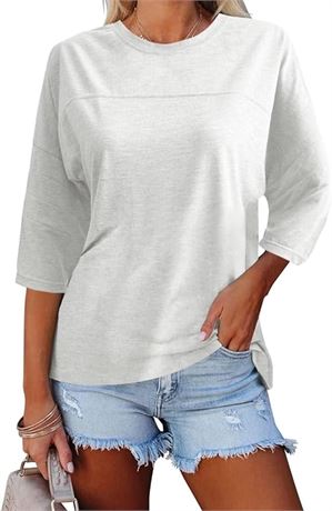 2XL - BLMFAION Womens Casual 3/4 Sleeve T-Shirts Loose Fitted Tunic Tops