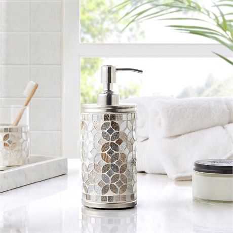 Croscill Seville Mosaic Glass Lotion Pump in Silver