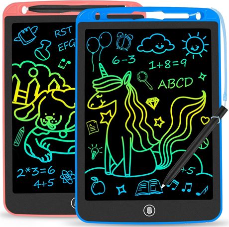 2 Pack LCD Writing Tablet for Kids, Colorful 10 Inch Doodle Board Drawing Pad