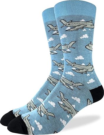 One Size Good Luck Sock Men's Jumbo Jet Airplane Pilot Socks, Big & Tall