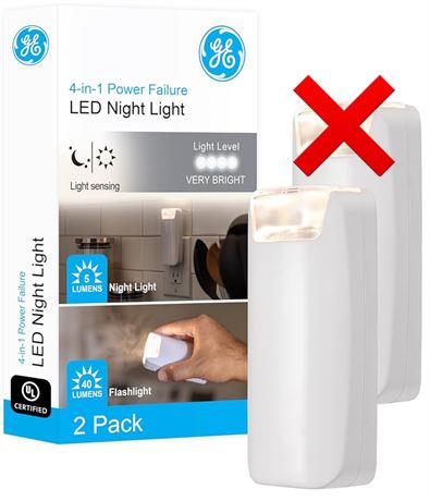 GE 4-in-1 LED Power Failure Light, 1 Pack, Plug-in, Dusk-to-Dawn Sensor