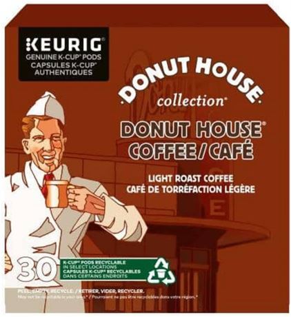 Donut House Collection Light Roast K-Cup Coffee Pods, 30 Count For Keurig Coffee