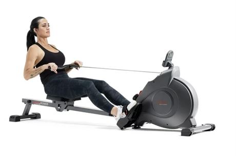 Sunny Health & Fitness Smart Magnetic Rowing Machine with Extended Slide Rail