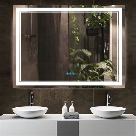 48”x 36” Homedex Bathroom Led Vanity Mirror with 3 Colors Light, Dimmable Touch