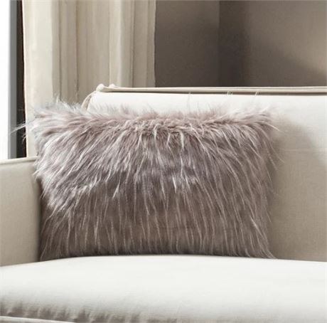 Tani Solid Colour Faux Fur Reversible Pillow Cover set of 2