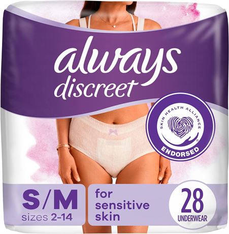 Always Discreet Sensitive, Small/Medium, 28 Count
