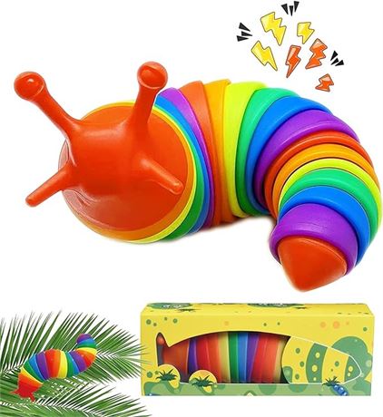 3D Slug Fidget Sensory Toy for ADHD and Autistic, 7.5" Rainbow Multicolor