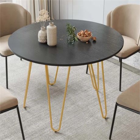 Baran 47'' Round Dining Table with Metal Golden Legs