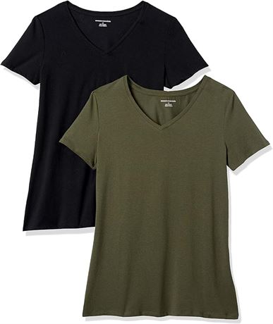 LRG -  Essentials Women's Classic-Fit Short-Sleeve V-Neck T-Shirt, Pack of 2