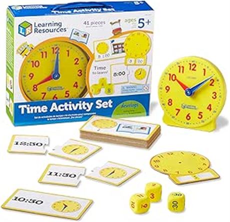 41 Pieces, Ages 5Learning Resources Time Activity Set, Homeschool, Analog Clock