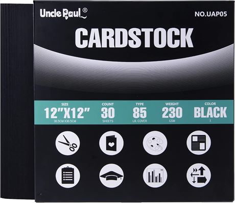 Black Cardstock - 12’’ x 12’’ 85lb Cover Card Stock Paper Perfect for Scrapbooki
