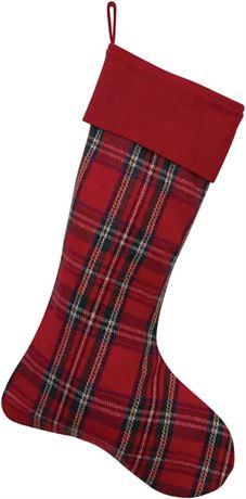 Creative Co-Op Woven Wool Blend Stocking, Multicolor Plaid