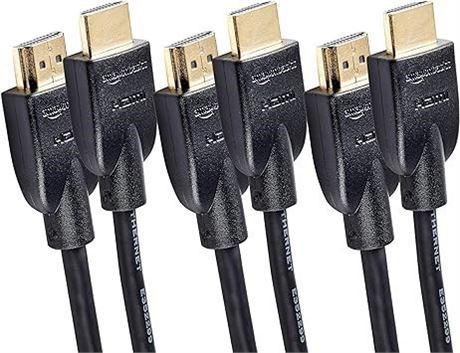 6FT Basics High-Speed HDMI Cable (18 Gbps, 4K/60Hz), Pack of 3, Black