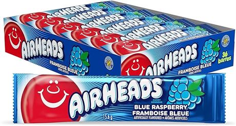Airheads Candy Bars - Blue Raspberry - Pack of 36