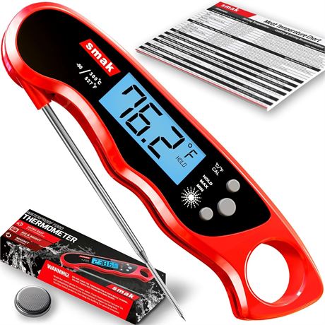 Digital Instant Read Meat Thermometer - Smak Waterproof Kitchen Food Cooking