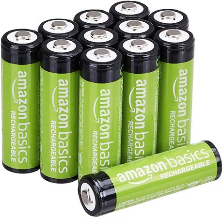 Basics 12-Pack AA Rechargeable Batteries, Performance 2,000 mAh, Pre-Charged